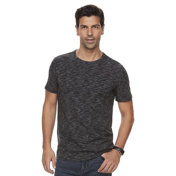 Men's Marc Anthony Slim-fit Texture-striped Stretch Crewneck Tee, Size: Large, Turquoise/blue (turq/aqua)