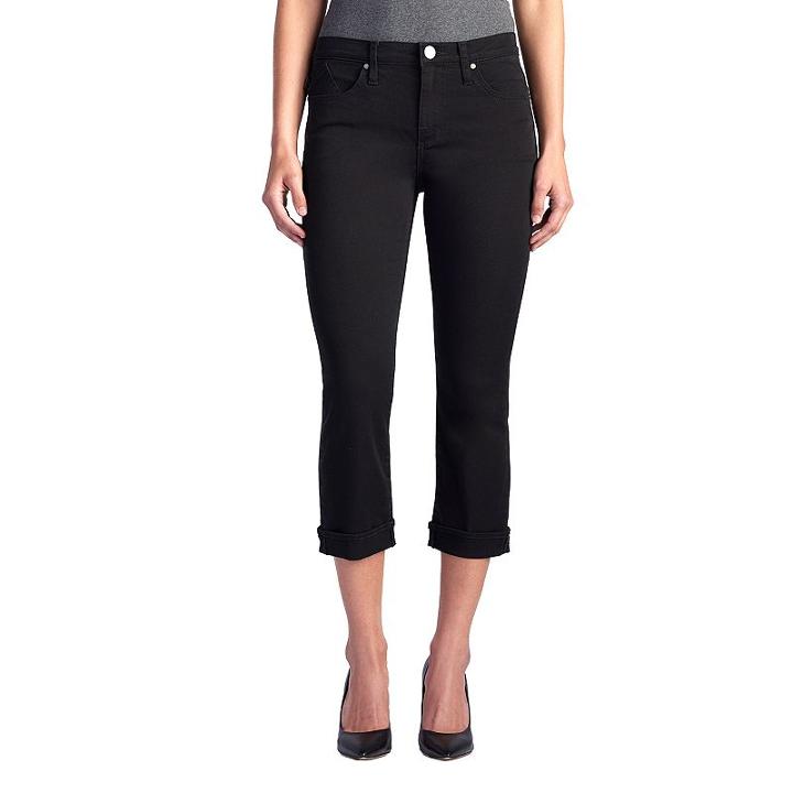 Women's Rock & Republic&reg; Kendall Cuffed Twill Capris, Size: 6, Black