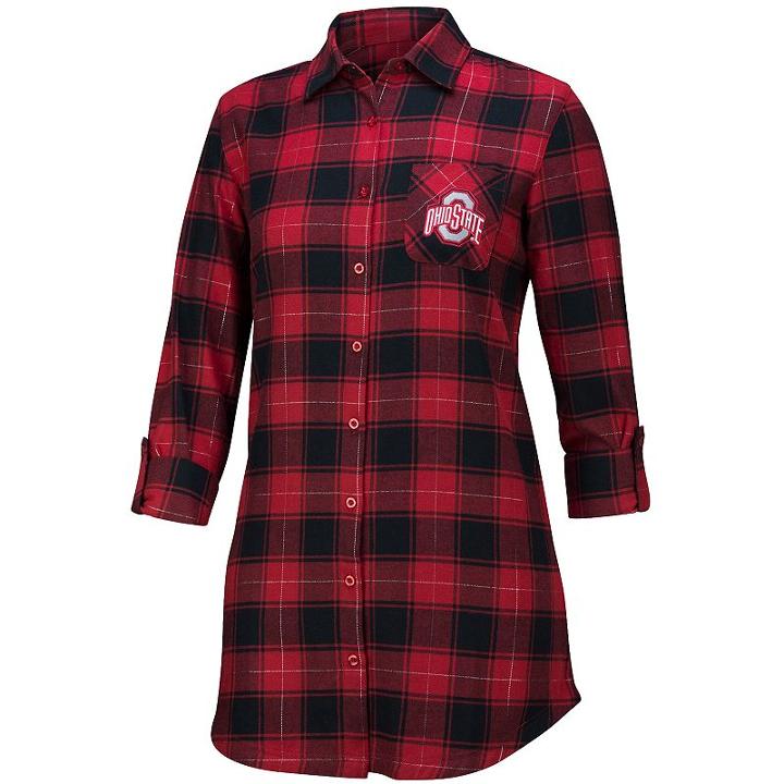 Women's Ohio State Buckeyes Fireside Flannel Button-down Shirt, Size: Medium, Brt Red