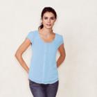 Women's Lc Lauren Conrad Swiss Dot Top, Size: Xxl, Med Blue