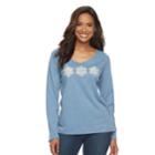 Women's Croft & Barrow&reg; Holiday V-neck Tee, Size: Medium, Med Blue