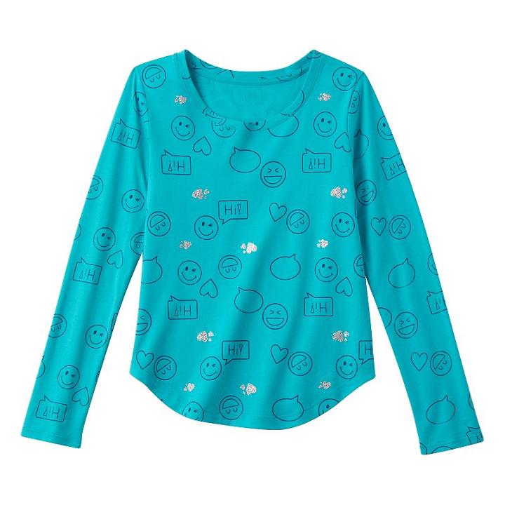 Girls 7-16 & Plus Size So&reg; Perfectly Soft Long Sleeve Graphic Tee, Girl's, Size: 12, Turquoise/blue (turq/aqua)