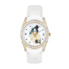 Disney's Beauty And The Beast Women's Crystal Leather Watch, Size: Medium, White