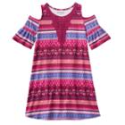 Girls 7-16 & Plus Size Mudd&reg; Patterned Cold Shoulder Dress, Girl's, Size: 10, Med Pink