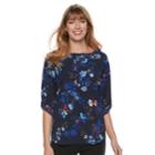 Women's Croft & Barrow&reg; Print Roll-tab Top, Size: Large, Dark Blue