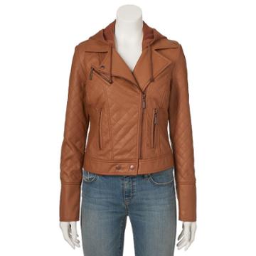 J-2 By Jou Jou, Juniors' Quilted Faux-leather Moto Jacket, Girl's, Size: Small, Dark Brown