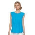 Women's Dana Buchman Pleated Top, Size: Xs, Blue (navy)