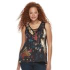 Plus Size Rock & Republic&reg; Lace-up American Tank, Women's, Size: 3xl, Black
