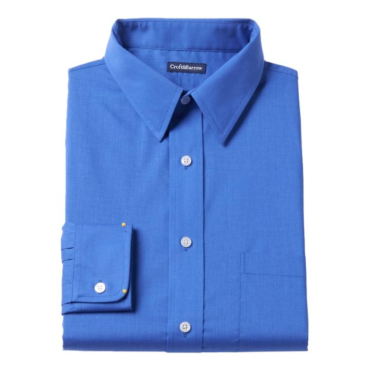 Men's Croft & Barrow&reg; Classic-fit Easy Care Point-collar Dress Shirt, Size: 17.5-34/35, Blue (navy)