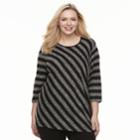 Plus Size Cathy Daniels Asymmetrical Striped Sweater, Women's, Size: 3xl, Grey (charcoal)