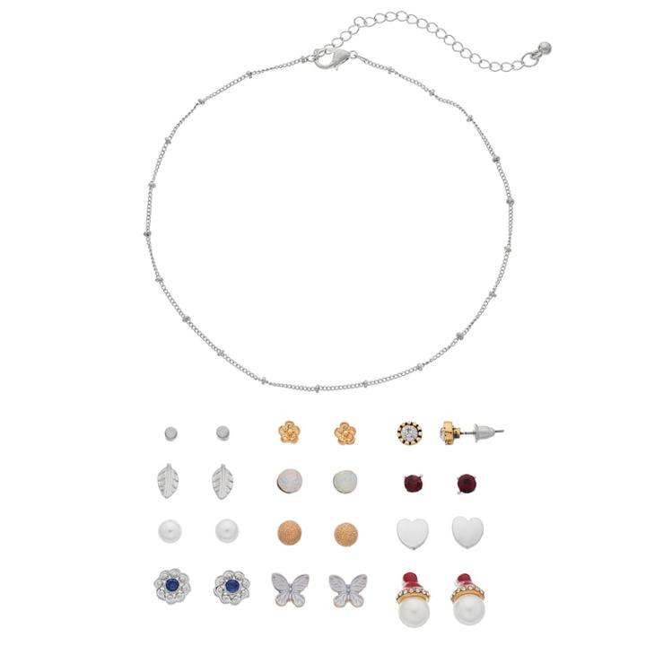 Mudd&reg; Choker Necklace & Butterfly Stud Earring Set, Women's, Red