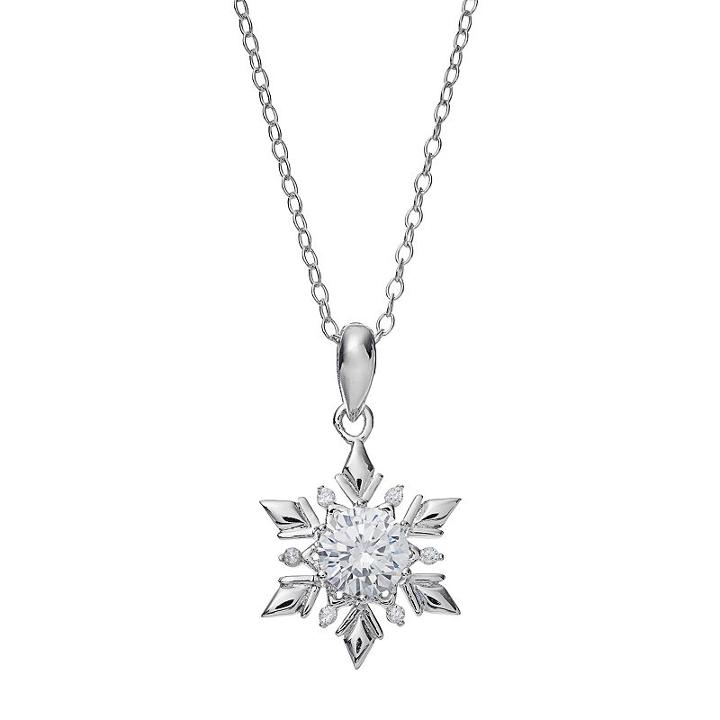Primrose Sterling Silver Cubic Zirconia Snowflake Pendant Necklace, Women's, Size: 18, White