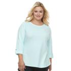 Plus Size Croft & Barrow&reg; Button-accent Pique Top, Women's, Size: 3xl, Turquoise/blue (turq/aqua)