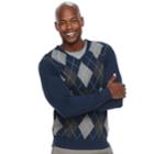 Men's Croft & Barrow&reg; Classic-fit Argyle Fine-gauge V-neck Sweater, Size: Xl, Dark Blue