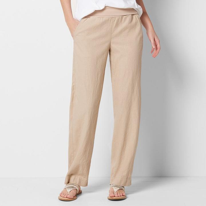 Women's Sonoma Goods For Life&trade; Straight-leg Linen Blend Pants, Size: 18, Light Grey