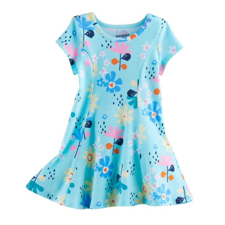 Baby Girl Jumping Beans® Skater Dress, Size: 9 Months, Turquoise/blue (turq/aqua)