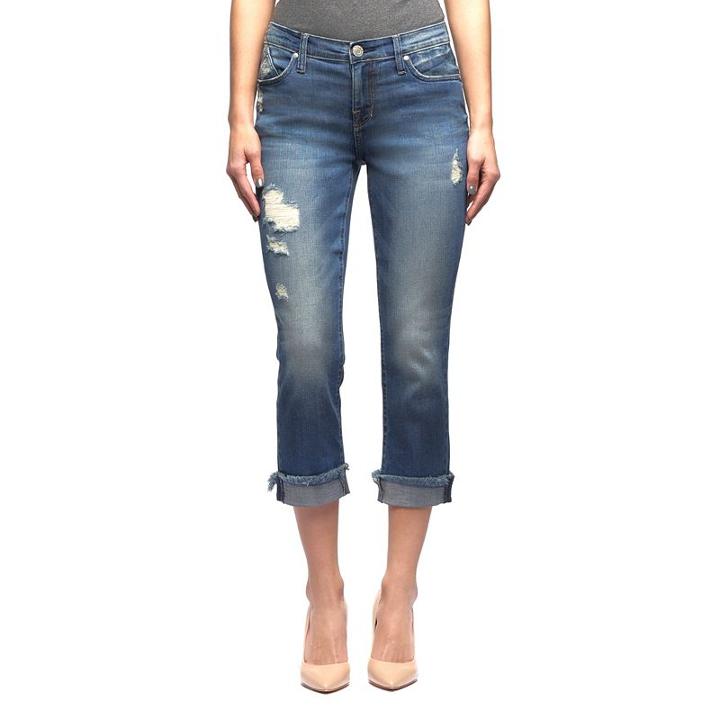 Women's Rock & Republic&reg; Kendall Destructed Capris, Size: 2, Med Blue