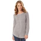 Women's Apt. 9&reg; Mitered Crewneck Sweater, Size: Medium, Light Grey