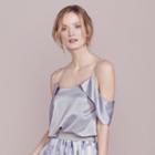 Lc Lauren Conrad Dress Up Shop Collection Cold-shoulder Top - Women's, Size: Large, Med Grey