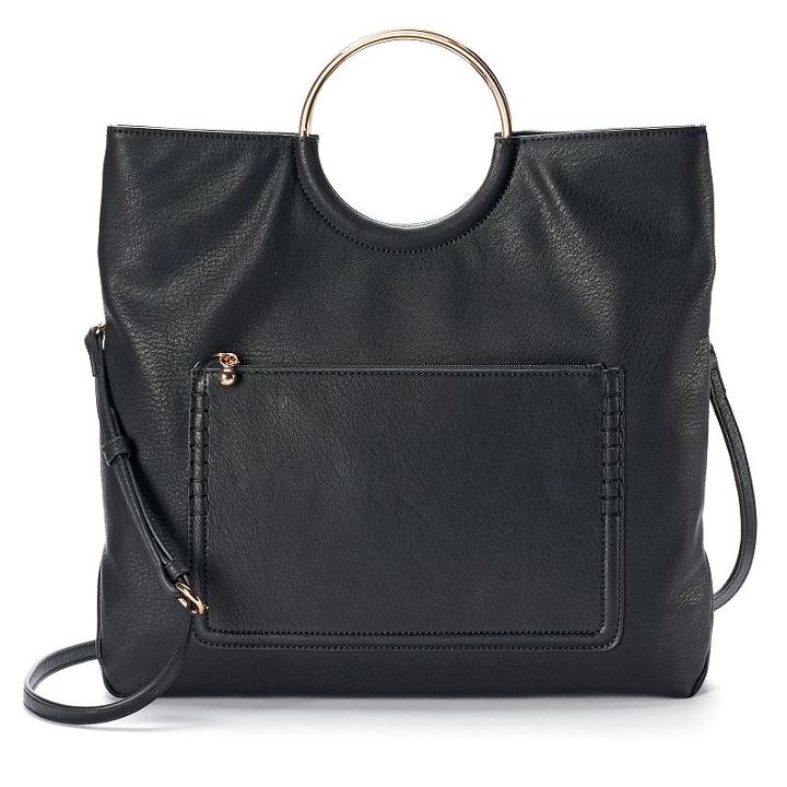 Lc Lauren Conrad Flore Ring Convertible Tote, Women's, Black