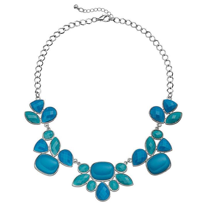 Blue Cabochon Statement Necklace, Women's, Dark Blue
