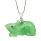 Jade & Lab-created Zircon Sterling Silver Rat Pendant Necklace, Women's, Size: 18, Green