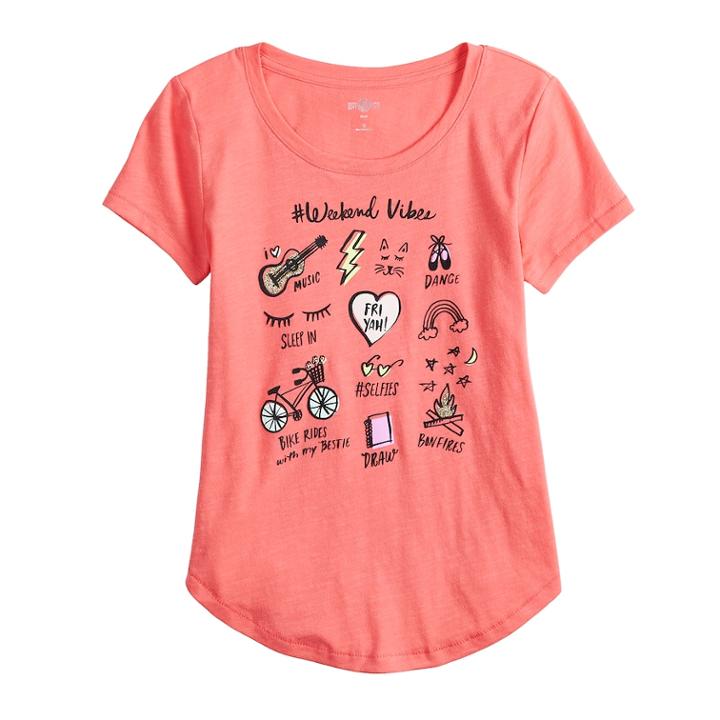 Girls 7-16 & Plus Size So&reg; Curve Hem Shiny Graphic Tee, Size: 16, Med Pink
