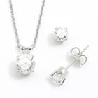 Diamonluxe Sterling Silver 1.95-ct. T.w. Simulated Diamond Pendant And Stud Earring Set, Women's, White