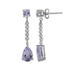 Sterling Silver Amethyst Bead Linear Drop Earrings, Women's, Purple