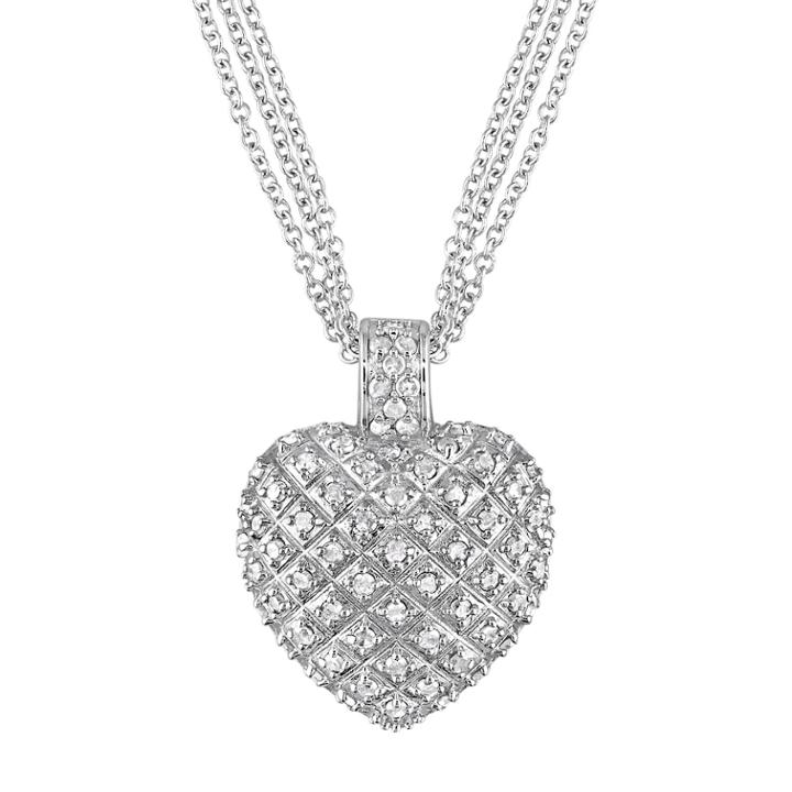 Stella Grace Sterling Silver 1 Carat T.w. Diamond Heart Pendant Necklace, Women's, Size: 17, White