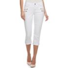 Women's Jennifer Lopez Zipper Accent Capri Pants, Size: 16, White