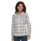 Women's Croft & Barrow&reg; Flannel Plaid Button-down Shirt, Size: Large, Brt Pink