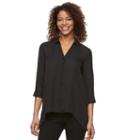 Women's Dana Buchman High-low Chiffon Shirt, Size: Xl, Black