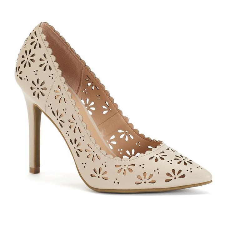 Lc Lauren Conrad Women's Floral Pumps, Size: 6, Natural