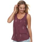 Juniors' Mudd&reg; Button-front Tank, Teens, Size: Xxs, Med Purple
