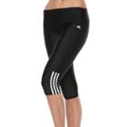 Women's Adidas Solid Roll Waist Cover-up Swim Capri, Size: Large, Black