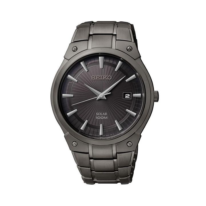Seiko Men's Stainless Steel Solar Watch - Sne325, Size: Large, Black