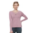 Women's Rock & Republic&reg; Strappy Splitneck Tee, Size: Medium, Med Purple