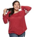 Juniors' Plus Size So&reg; Varsity Striped Tee, Teens, Size: 3xl, Med Red