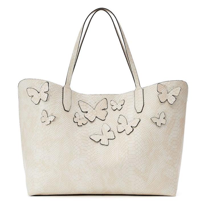 Mondani Kimona Butterfly Applique Double Shoulder Bag, Women's, White Oth