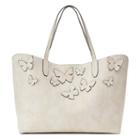 Mondani Kimona Butterfly Applique Double Shoulder Bag, Women's, White Oth