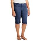 Plus Size Chaps Cuffed Twill Capris, Women's, Size: 16 W, Blue (navy)