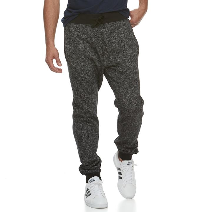Men's Hollywood Jeans Space-dye Knit Jogger Pants, Size: Small, Black