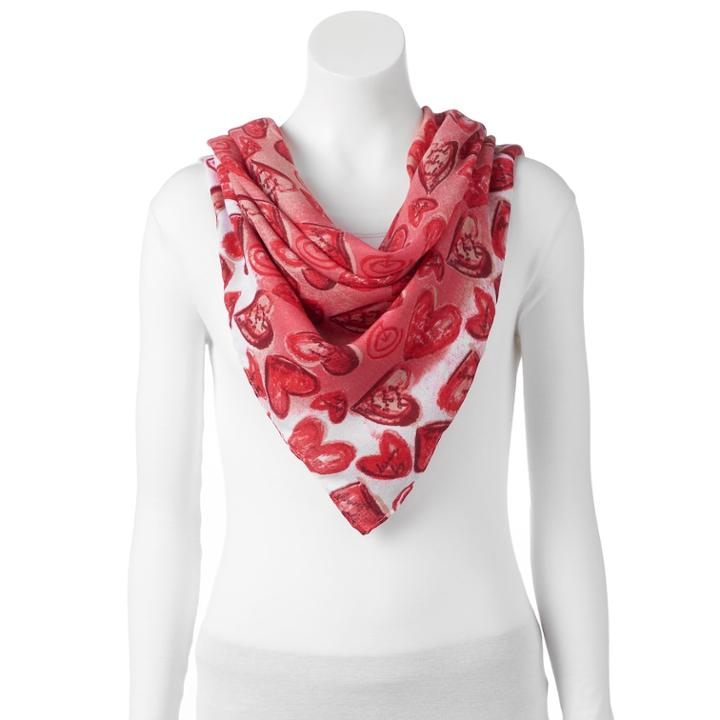 Love This Life Painted Square Scarf, Women's, Dark Red