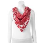 Love This Life Painted Square Scarf, Women's, Dark Red