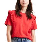 Women's Levi's&reg; Ruffled Crewneck Tee, Size: Xl, Red