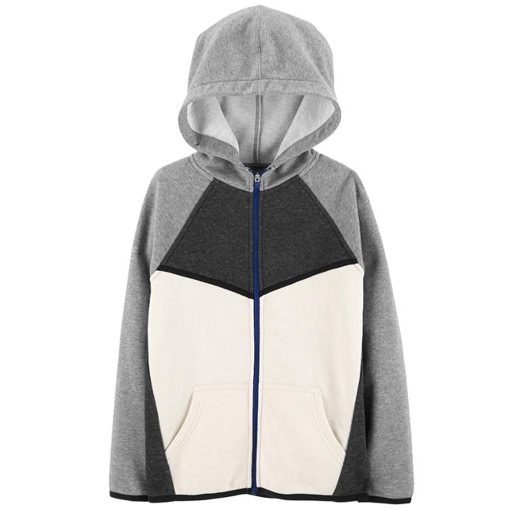 Boys 4-12 Oshkosh B'gosh&reg; French Terry Colorblock Zip Hoodie, Size: 7, Light Grey