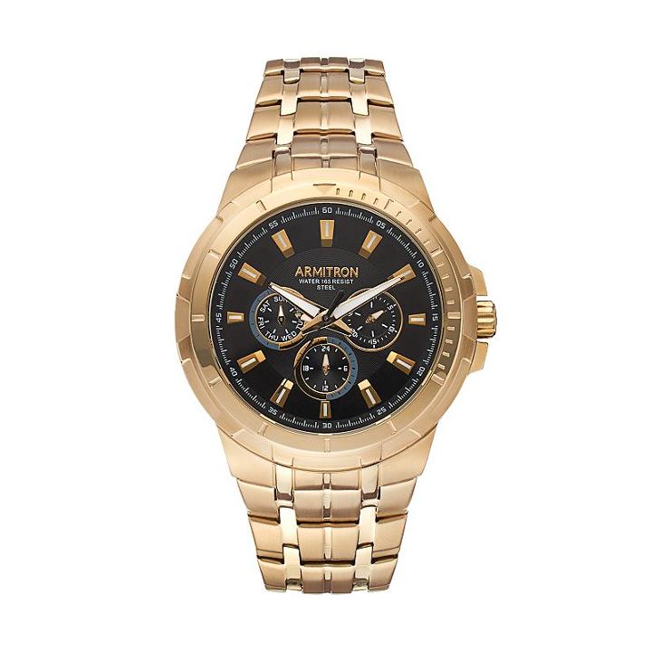 Armitron Men's Stainless Steel Watch - 20/5144bkgp, Size: Xl, Gold