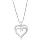 Silver Tone Diamond Accent Double Heart Pendant Necklace, Women's, Size: 18, White