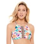 Juniors' Hot Water Reversible High-neck Bikini Top, Women's, Size: Xl, Multi Floral